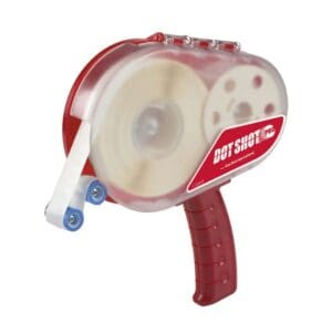 Tape dispenser with red handle