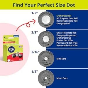 glue dots sizes