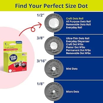 glue dots sizes